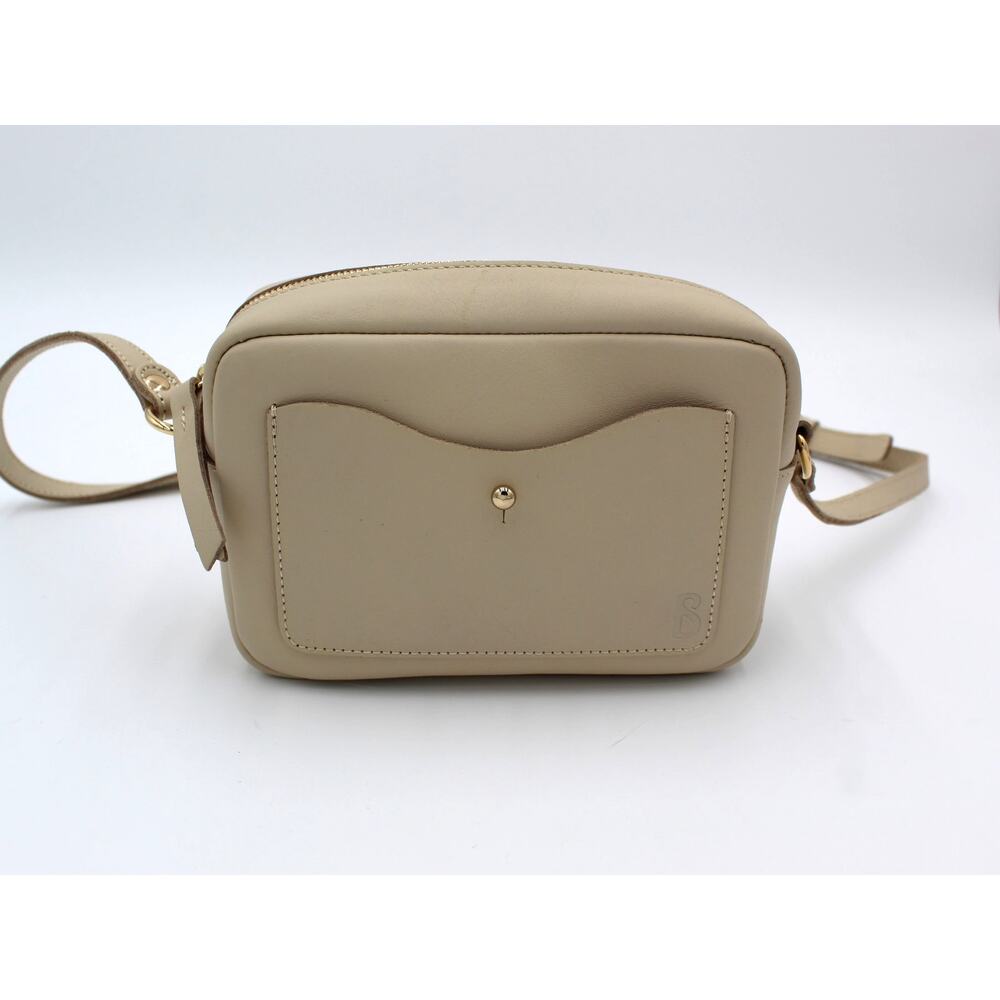 Beckett Simonon Crossbody Bag Purse Beige Full Grain Leather Minimalist Preppy